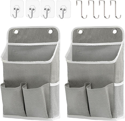 Hanging Basket for Organizing, Wall Organizer with Pockets and Over The Door Organizer，Can for Home, Closet, Office and Camper (2 Grey)