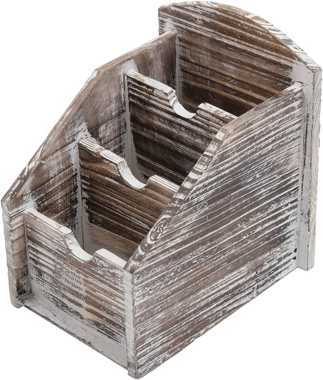 VERGOODR 3 Slot Rustic Wooden Remote Control Frame Media Organizer, Office Supply Storage Rack,Pen storage box (Torched Wood)