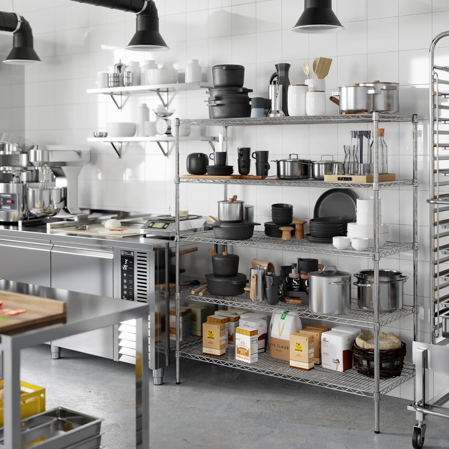 21" Deep x 54" Wide x 64" Height Wire Shelving Kit | 5-Tier | NSF Commercial Storage Rack Unit
