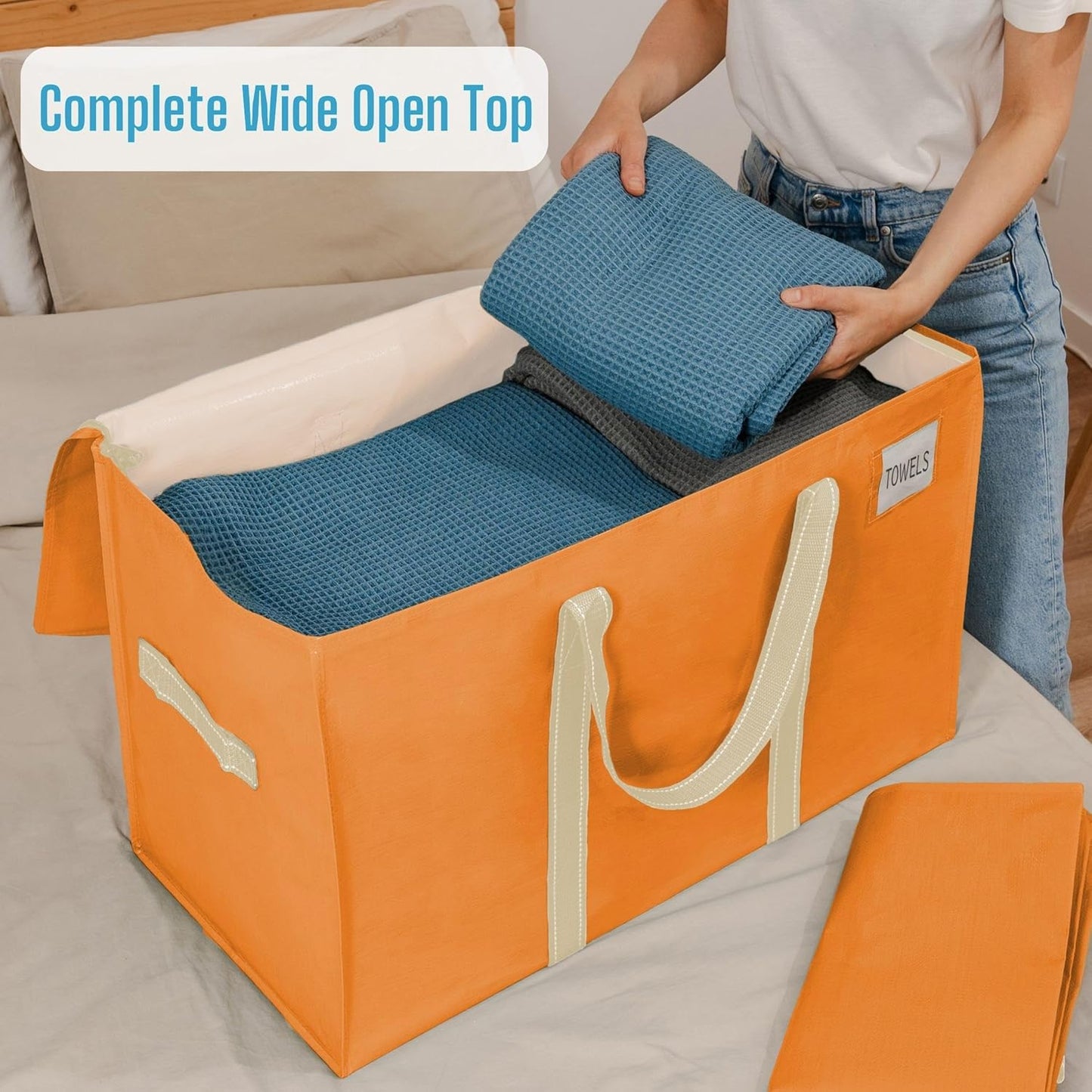 VENO 10 Pack Moving Bags, Heavy Duty, Moving Boxes Alternative, Packing Storage Supplies, Dorm Room Essentials with Zipper for Clothes, Extra Large Packaging Totes (Seasonal Autumn Orange, 10 Pack)