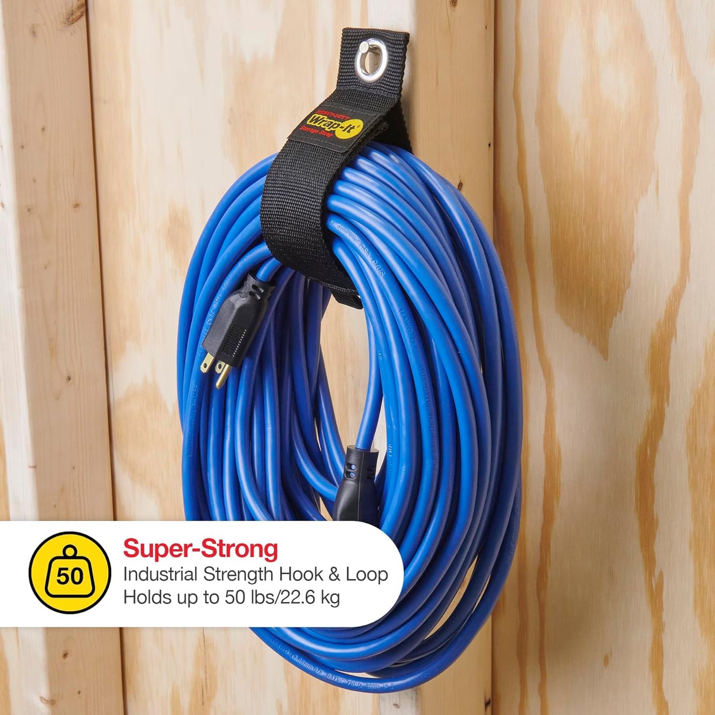 Wrap-It Storage Heavy-Duty Straps - (Assorted 12 Pack) Silver - Hook and Loop Hanging Extension Cord Organizer for Cable Management and Storage on Garage Wall, RV Gadgets and Appliances