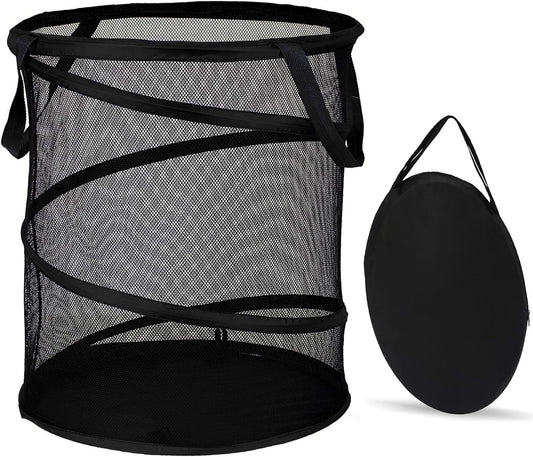 BATTOO Mesh Collapsible Laundry Baskets, Foldable Pop Up Laundry Hamper, Extral Large 113L Laundry Basket Hamper for Laundry, Bathroom, Kids Room, College Dorm, Travel, Camping Black