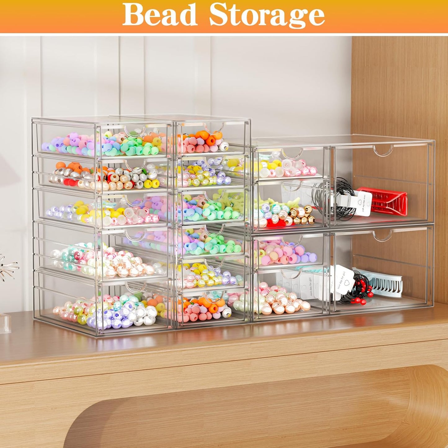 Makeup Organizer with 3 Drawers, Acrylic Organizer, Desk Organizers and Accessories, Dustproof Storage Drawers for Office Art Craft Supplies