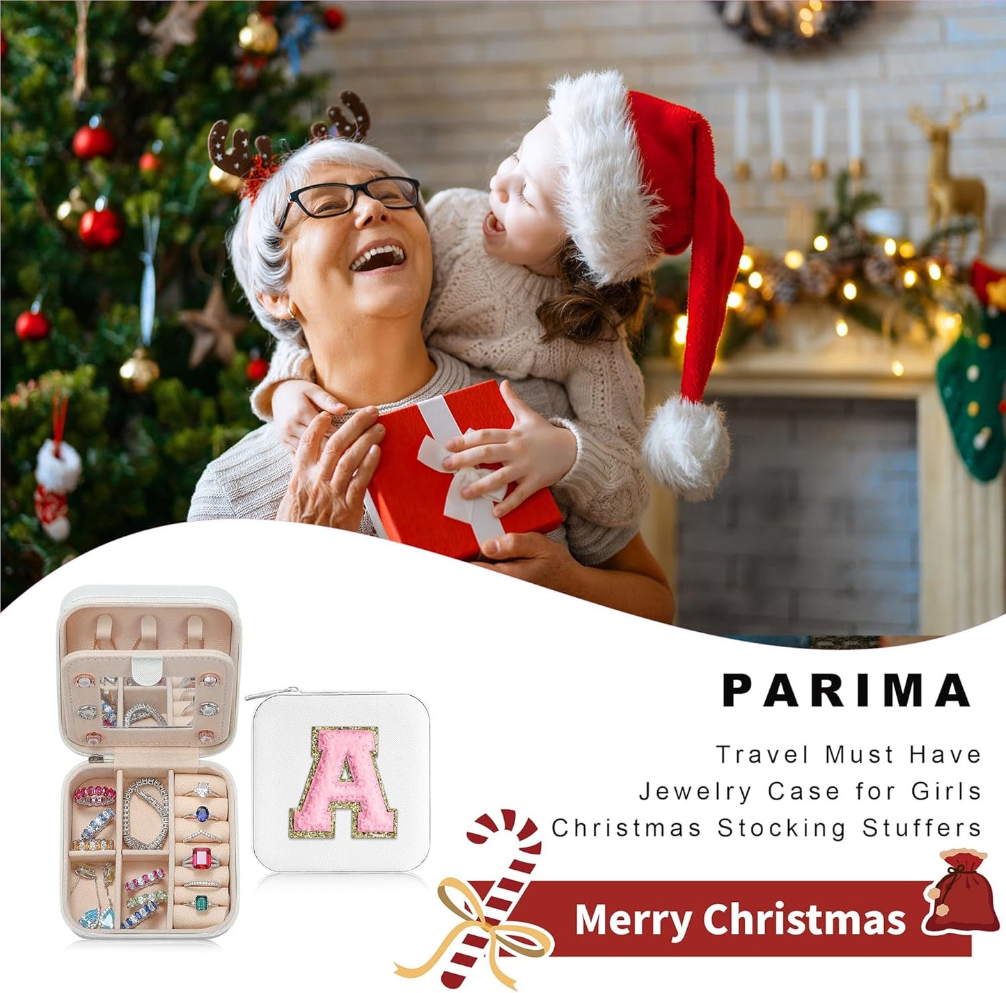 Parima Travel Jewelry Organizer Box for Girls & Women | Personalized Jewelry Boxes | Necklace, Earring & Ring Box - Letter J, White