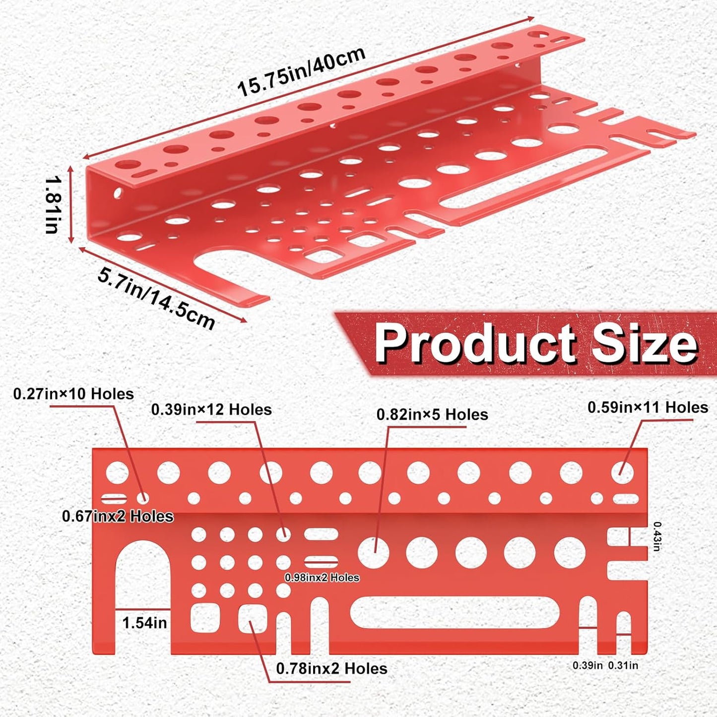 Metal Screwdriver Organizer, Wall Mount Plier Organizer Hammer Holder, Hand Tool Storage Rack for Garage Workshop Workbench(Red, 1PC)