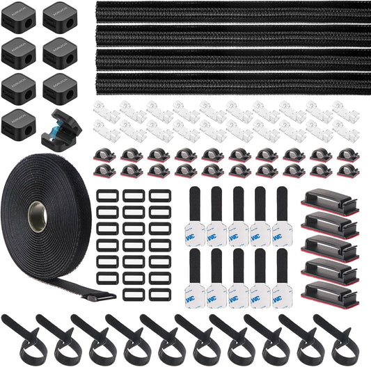 98 Pcs Cable Management Kit, Prevents Cables from Tangling Cable Straps, Cord Management, Wire Organizer for Computer/PC/Desk/Under Desk/Home/Office/Gaming Room