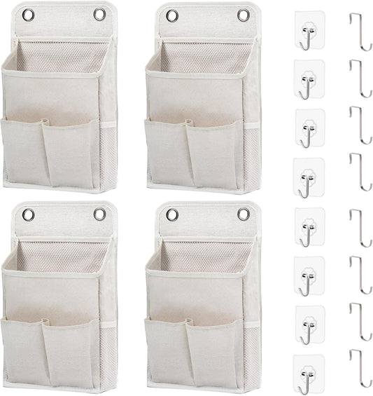 Hanging Basket for Organizing, Wall Organizer with Pockets and Over The Door Organizer，Can for Home, Closet, Office and Camper (4 White)