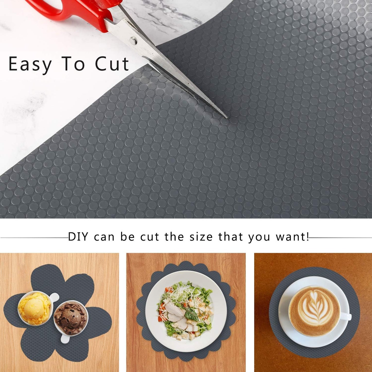 HooTown Shelf Liner Kitchen Cabinet Drawer Mats 17.5 Inch Wide x 16.4 Feet Long, Non Slip EVA Plastic Washable Oil Proof Pad for RV Drawer, Dish Plate Slippery Protection, Gray