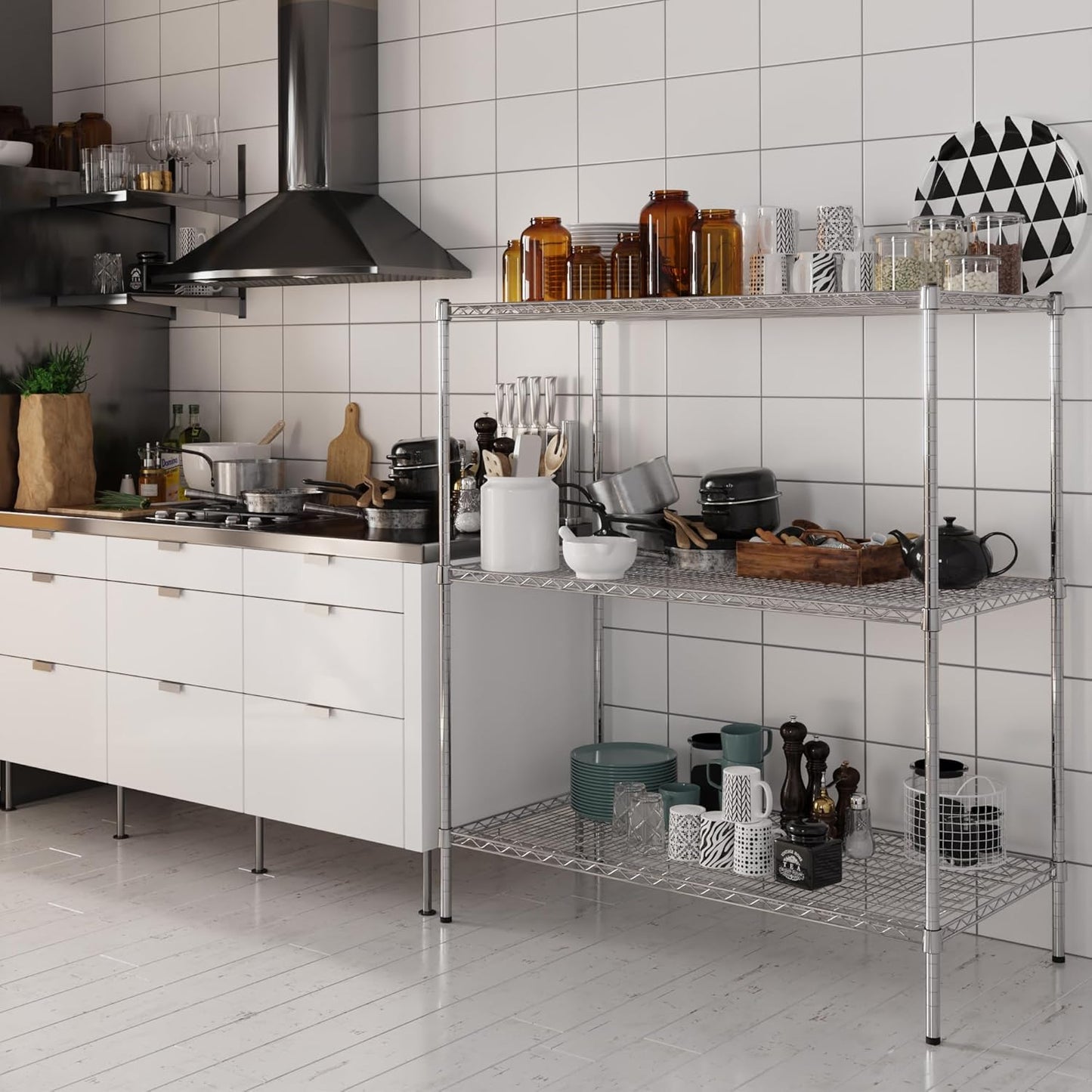 24" Deep x 48" Wide x 54" Height Wire Shelving Kit | 3-Tier | NSF Commercial Storage Rack Unit