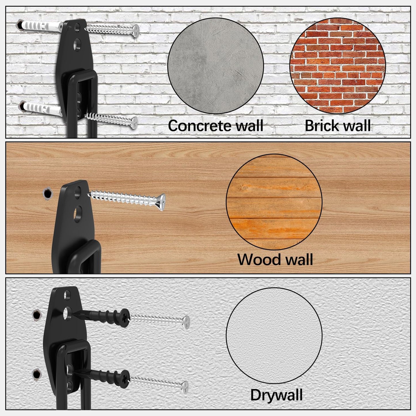 3-H Garage Wall Hooks 10 Pack, Heavy Duty Garage Hooks with Extra Welding Spots, Wall Mount Storage Organizer for Hanging Garden Lawn Tools, Chair, Shovel, Blower, Toolkit (Grey)