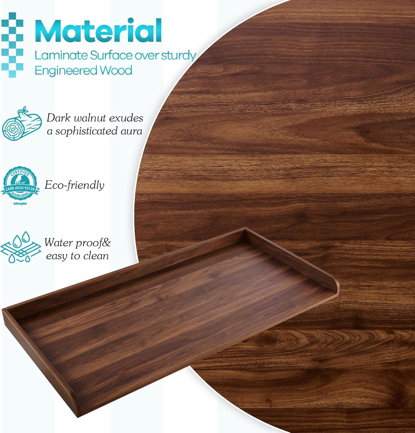 Kaboon Washer Dryer Countertop 58" x 28" Extra Large Version, Melamine Countertop with 3.5" Edge Rails, Laundry Room Organization, Dark Walnut