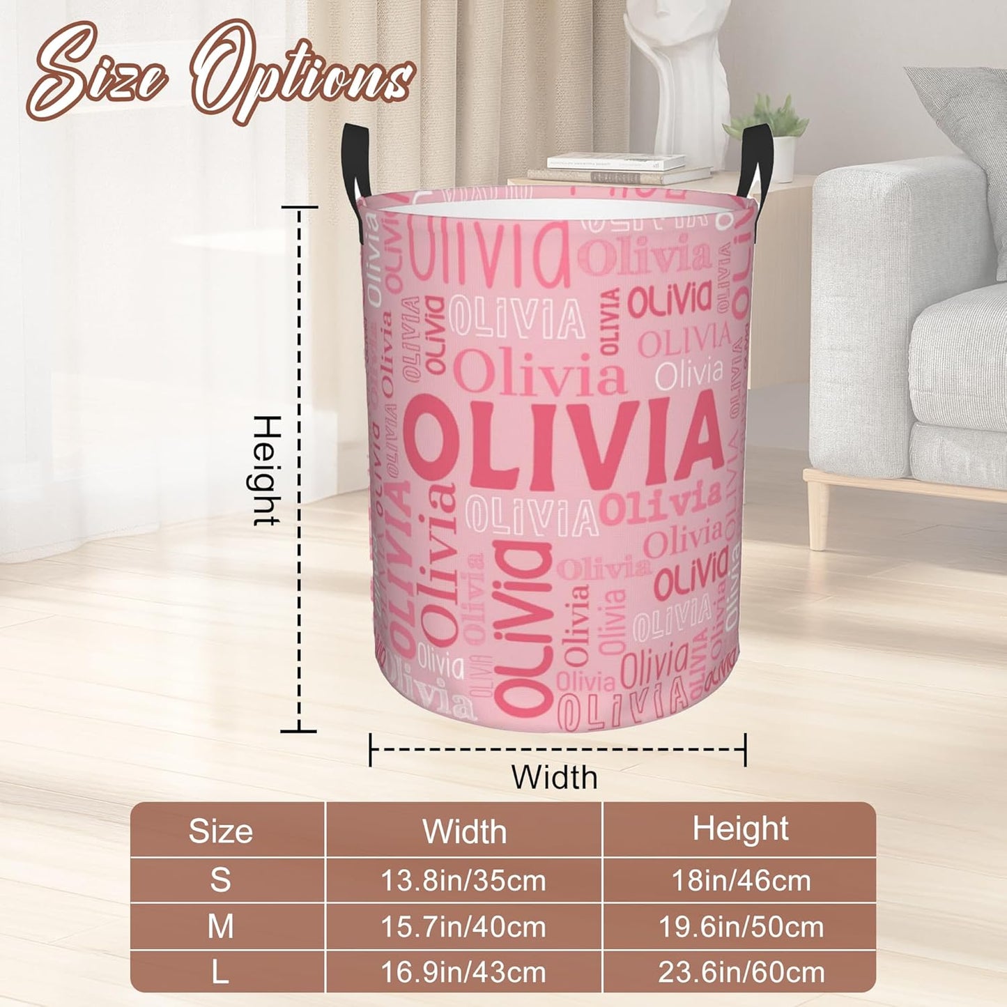 Custom Name Laundry Hamper, Personalized Laundry Basket with Name for Boys Girls Kids Men Women, Customized Name Dirty Clothes Basket Gifts for Clothes Toy Bathroom Bedroom Laundry Room Dorm