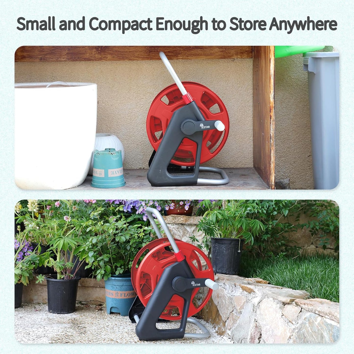 Garden Water Hose Reel Cart,Holds 50-60 Ft of 5/8 Inch Hose, Portable Hose Pipe Holder for Outside