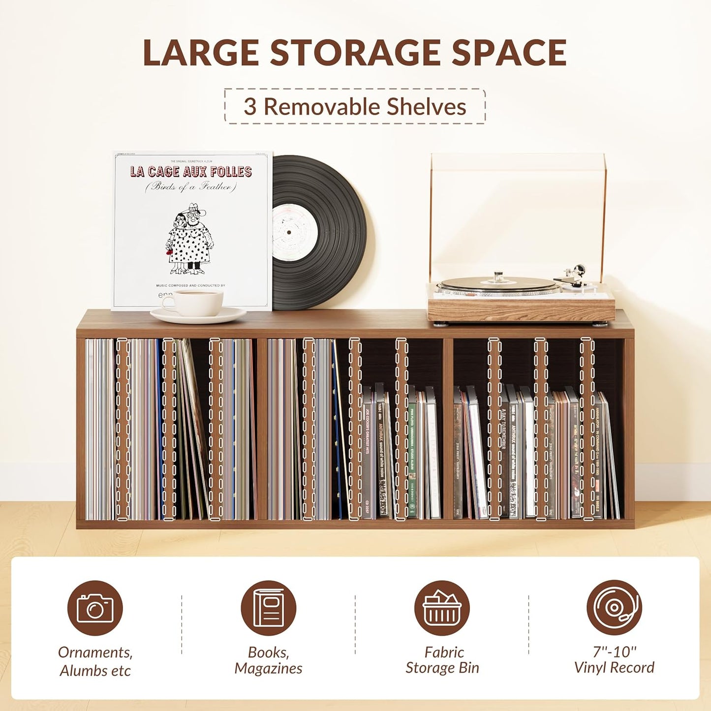 IOTXY DIY Modular Cube Bookcase - CubeXY Customizable Stackable Expandable Basic Shelving Units, 12-Cube Wooden Open Bookshelf with Removable Shelves for Vinyl Record Storage Organizer, Walnut