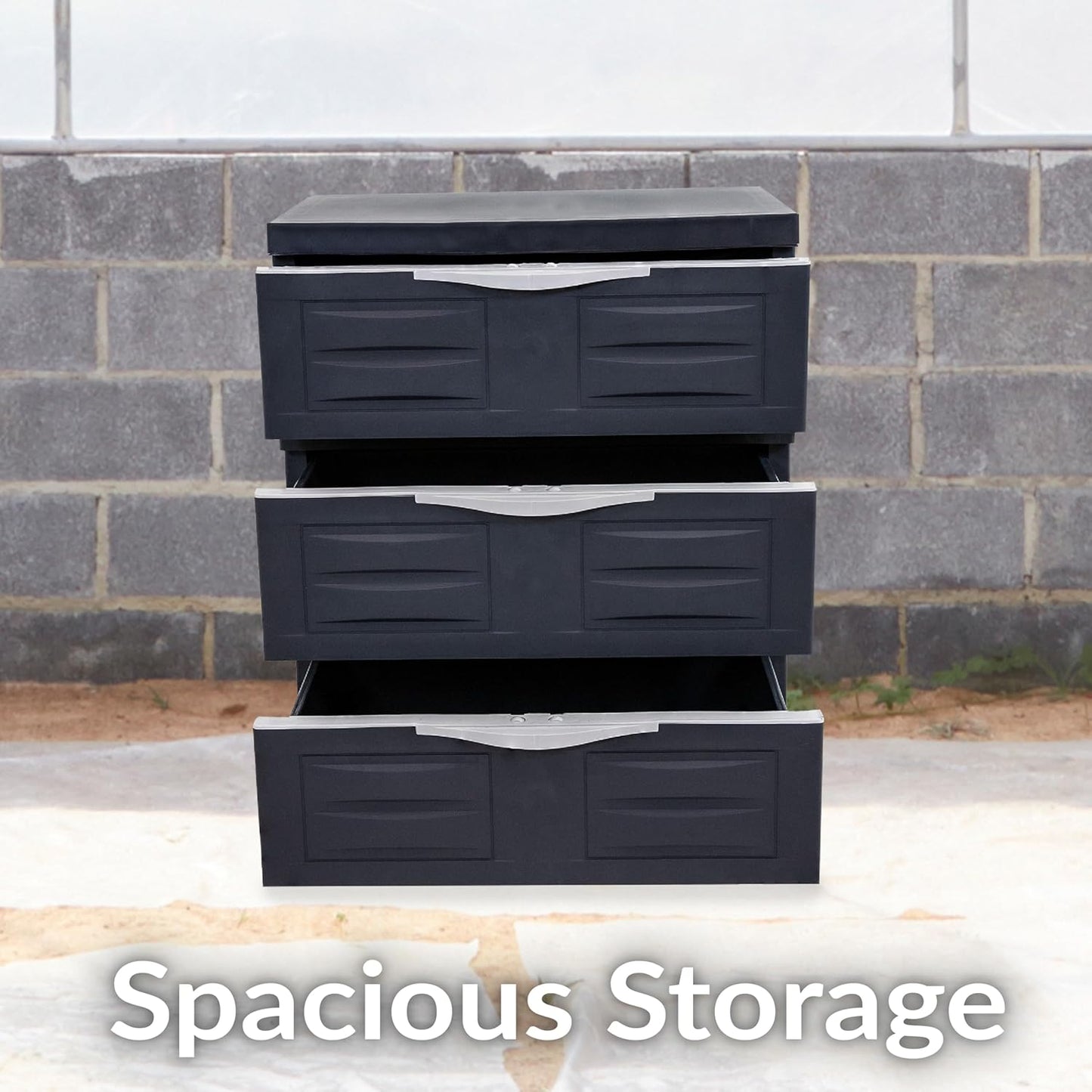 Sunnydaze 3-Tier Storage Cabinet with Drawers - Indoor or Garage Plastic Storage Drawers Organizer - 29.5" H - Garage, Office, Home, Laundry Room - Charcoal