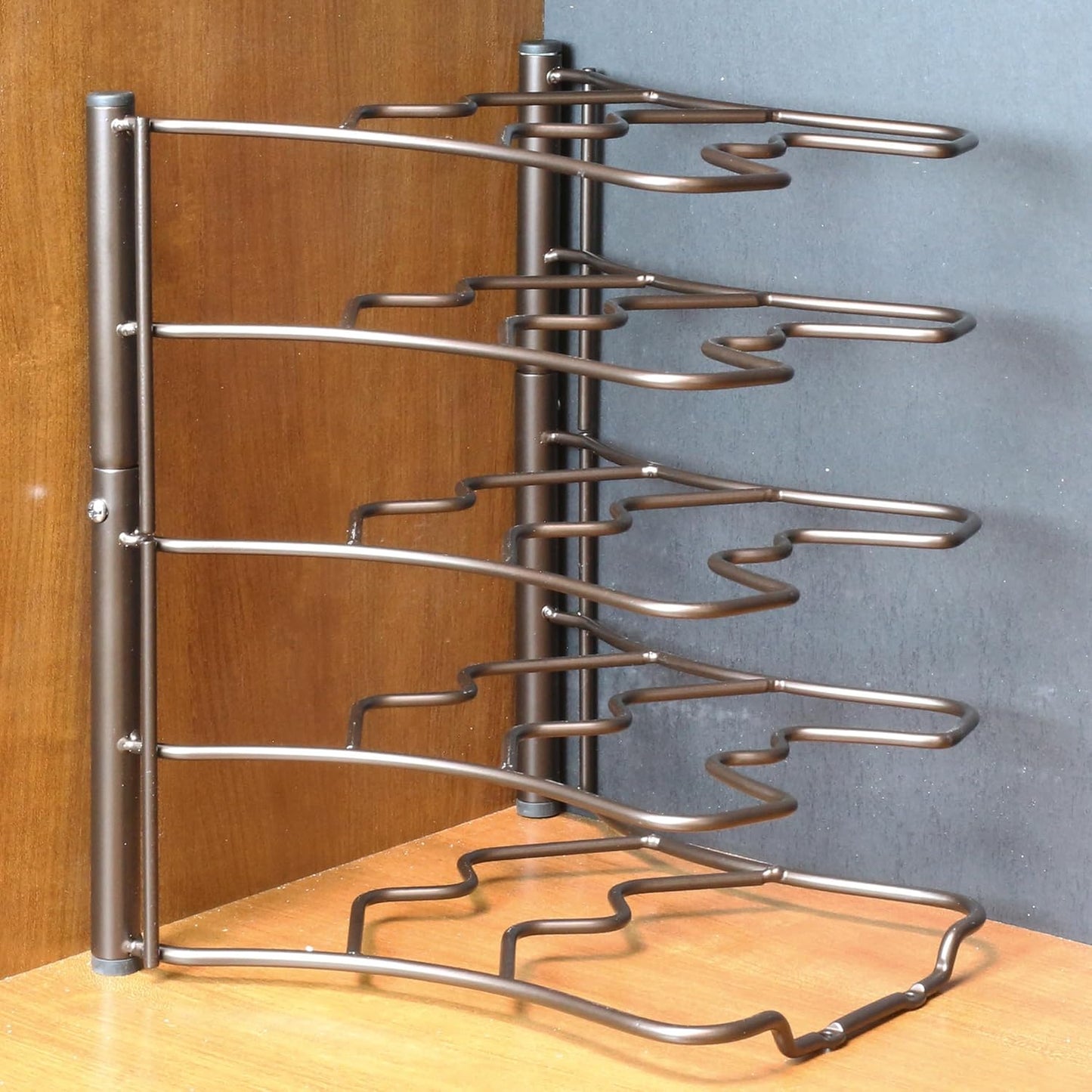 Deco Brothers Pan Organizer Rack for Kitchen Cabinet and Counter, Bronze