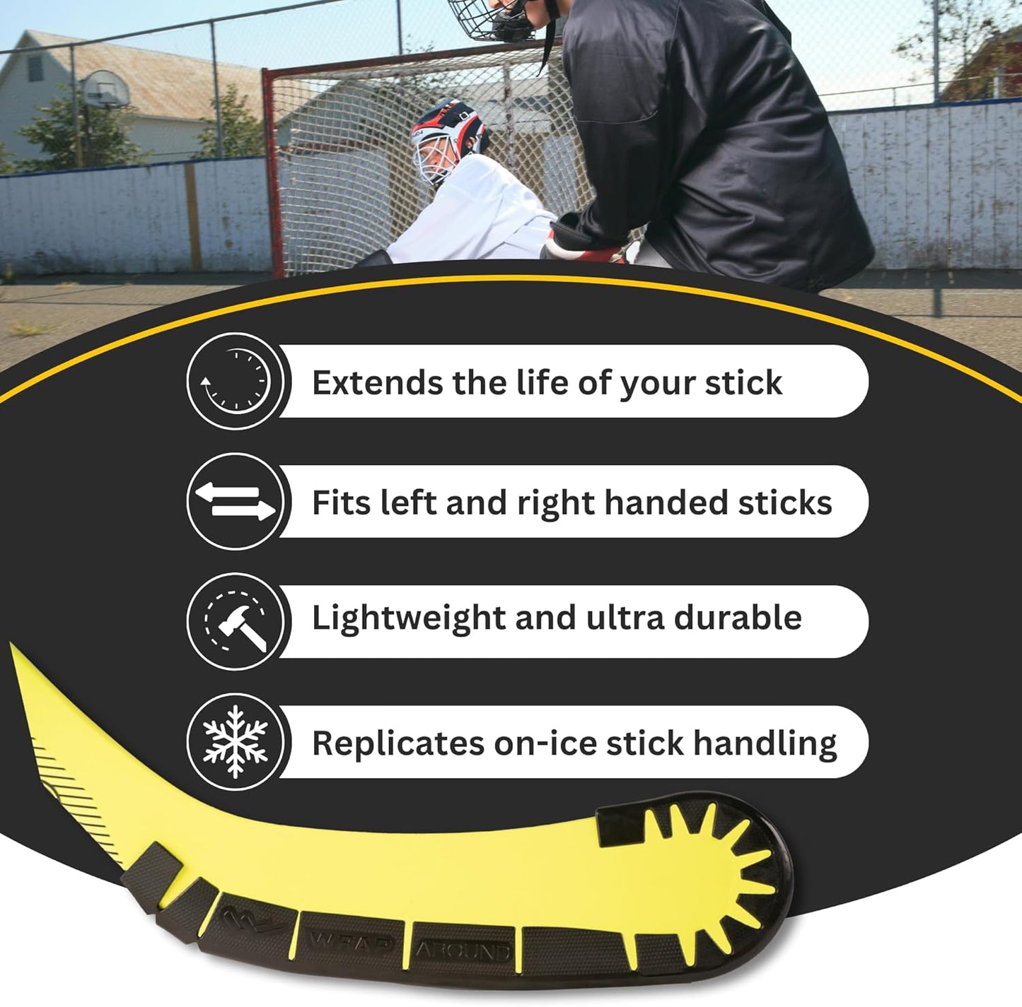 Wraparound Hockey Stick Blade Protector for Off Ice Training - Long Lasting -Cuts to Fit Junior, Senior Sticks - Hockey Training Equipment, Accessories, Gear
