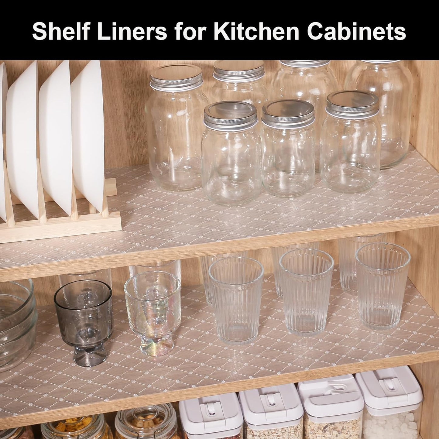 Cooyes Shelf Liner – Premium Non-Adhesive Cabinet & Drawer Liner for Kitchen – Waterproof Shelf Paper with Modern Pattern – Durable EVA Cabinet Mat – Easy to Cut （17.5" W x 360" L）
