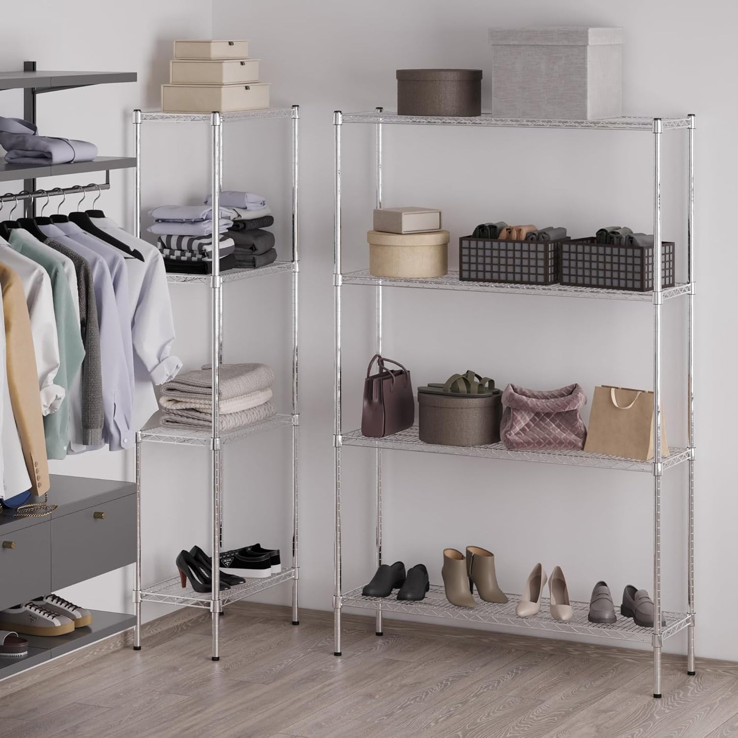 14" Deep x 48" Wide x 74" Height Wire Shelving Kit | 4-Tier | NSF Commercial Storage Rack Unit