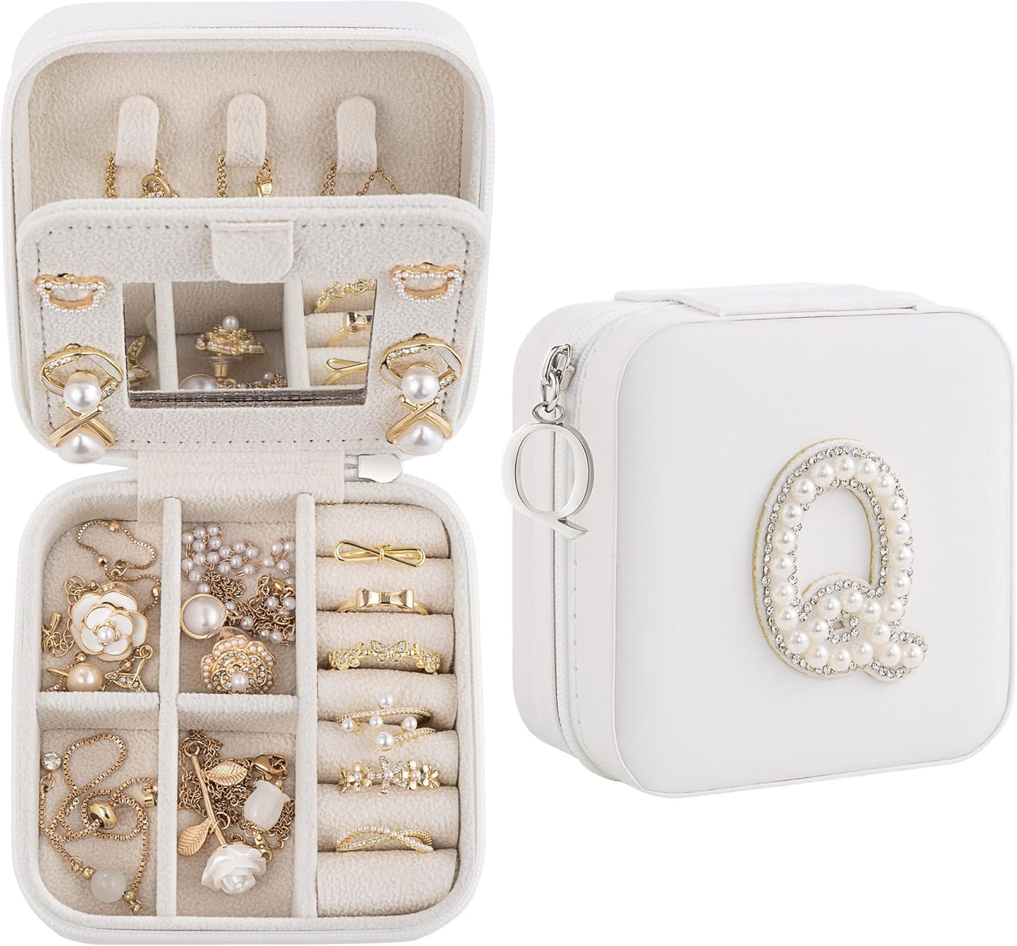 Birthday Gifts For Women, Initial Jewelry Box, Travel Jewelry Case, Gifts for Wife Girlfriend, Small Travel Jewelry Organizer, Gift for Girls, Graduation Gifts for Her, Bridesmaid Gifts