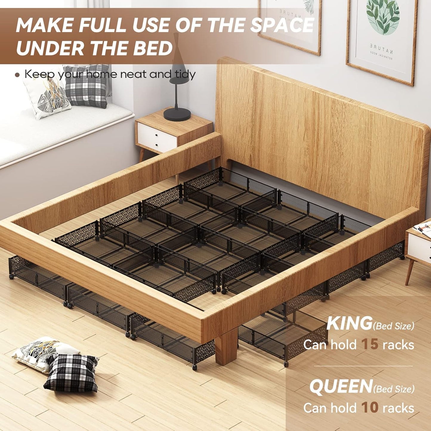 Under Bed Storage, Under the Bed Storage Containers with Wheels, Under Bed Shoe Storage Organizer Drawer for Bedroom Clothes Shoes Blankets -4Pack