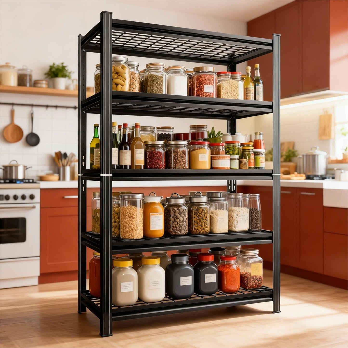 35''W Wire Shelving Unit, 3000 Lbs Heavy-Duty Garage Storage Shelves, 5-Tier Adjustable Reinforced Shelves for Laundry Rooms, Basements, Kitchens&Outdoor (35''W*16''D*72''H, 5-TIER-wire shelving)