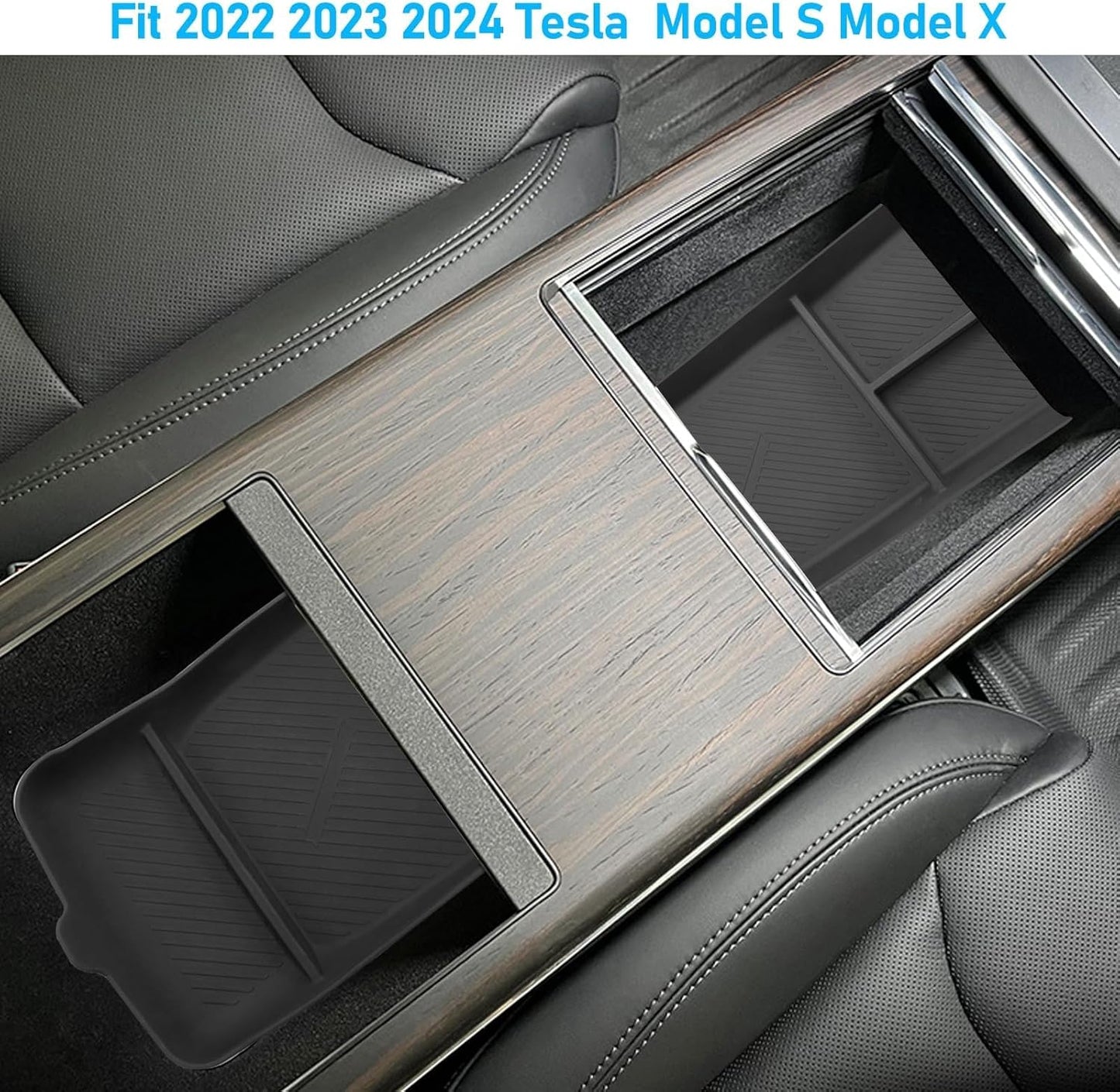 Yumzeco Center Console Organizer Tray Mat Compatible with Tesla Model S Model X 2022 2023 2024 2025, Central Control Lower Storage Box Pad for Tesla X S Accessories 2022 2023 2024 2025(2 PCS)