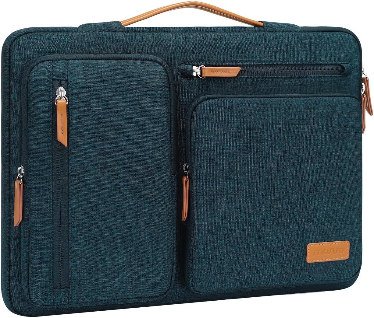MOSISO 360 Protective Laptop Case 13 inch, 13 inch Laptop Sleeve Compatible with MacBook Air M4 M3 M2 M1 2025-2018/Pro M2 M1 2025-2016, Side Open Carrying Case with 4 Zipper Pockets&Handle, Teal Green