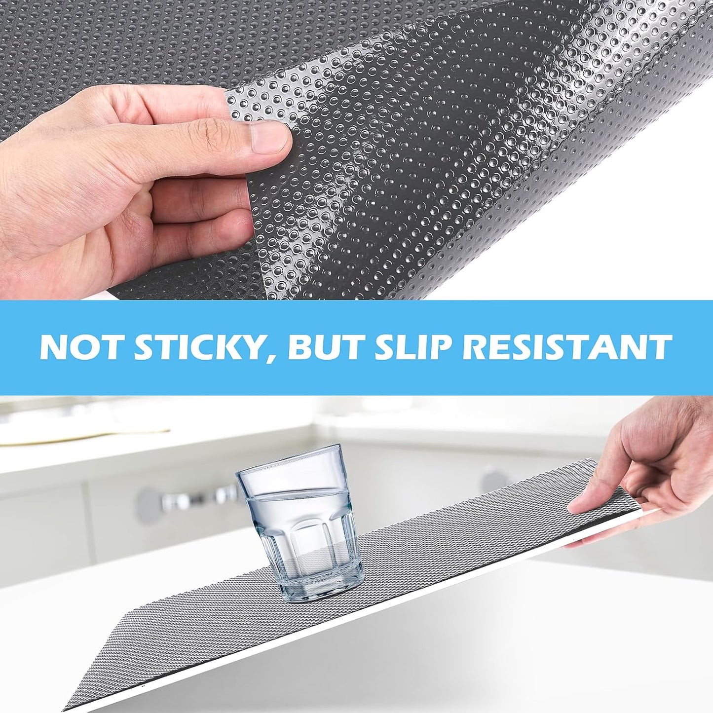 Drawer Liners, Waterproof Shelf Liner, Anti-Slip Non-Adhesive BPA Free Kitchen Cupboard Cabinet Liner Refridge Fridge Mats Sink Protector Strong Durable for Home (Grey/11.8in x 10Ft)