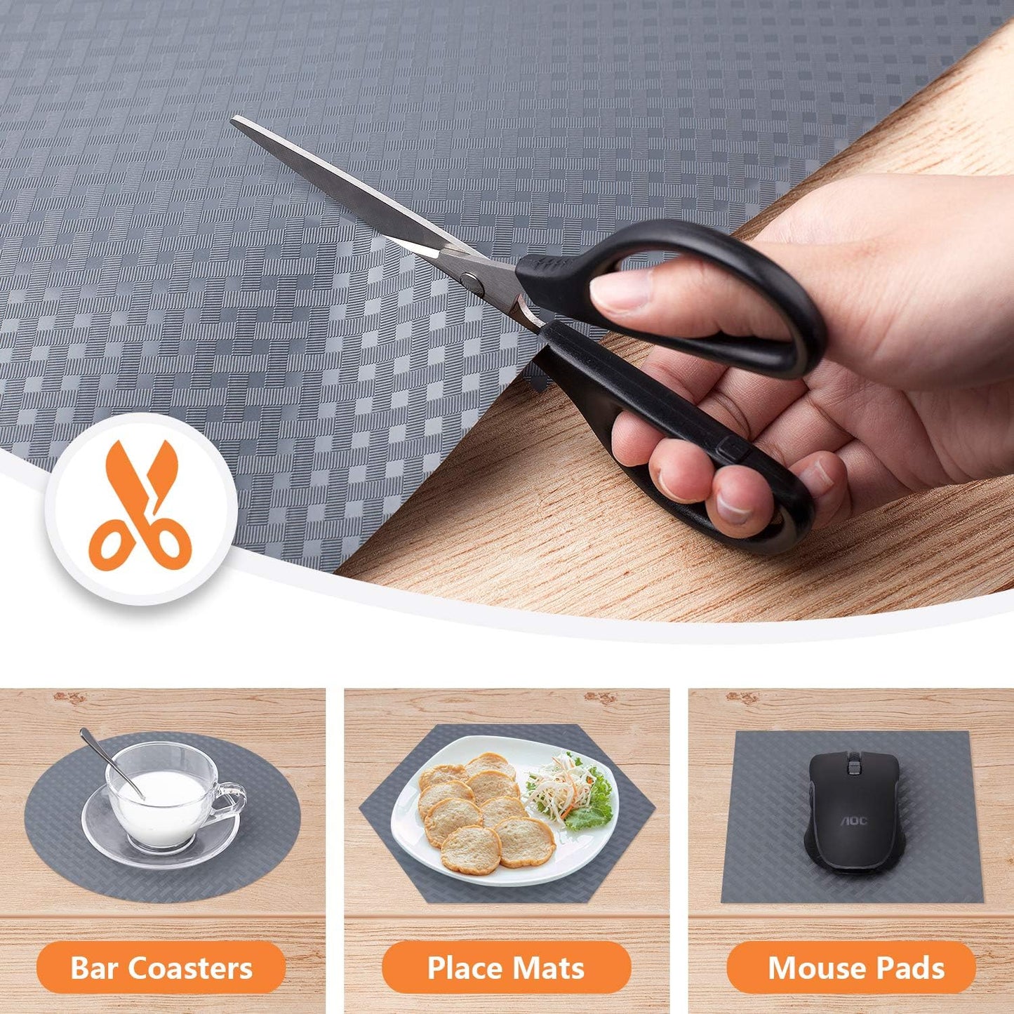 Shelf Liners for Kitchen Cabinets Refrigerator Liners Waterproof & Oil-Proof Kitchen Cupboard Liner Durable Plastic Drawer Mats EVA Material Non Adhesive Fridge Liner for Shelves
