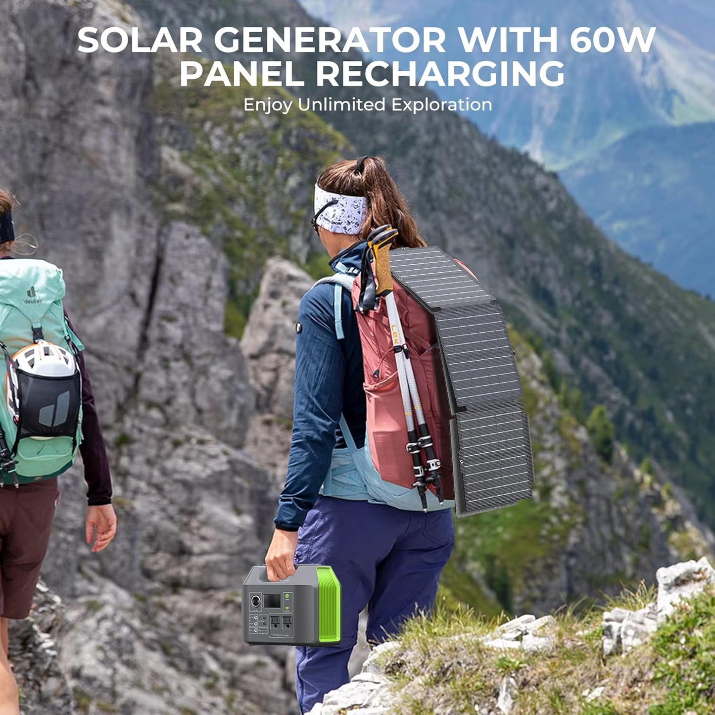 Solar Generator, 296Wh Portable Power Station,110V Pure Sine Wave, 80000mAh Backup Battery Power Supply for CPAP Outdoor Camping, Traveling, and Emergencies