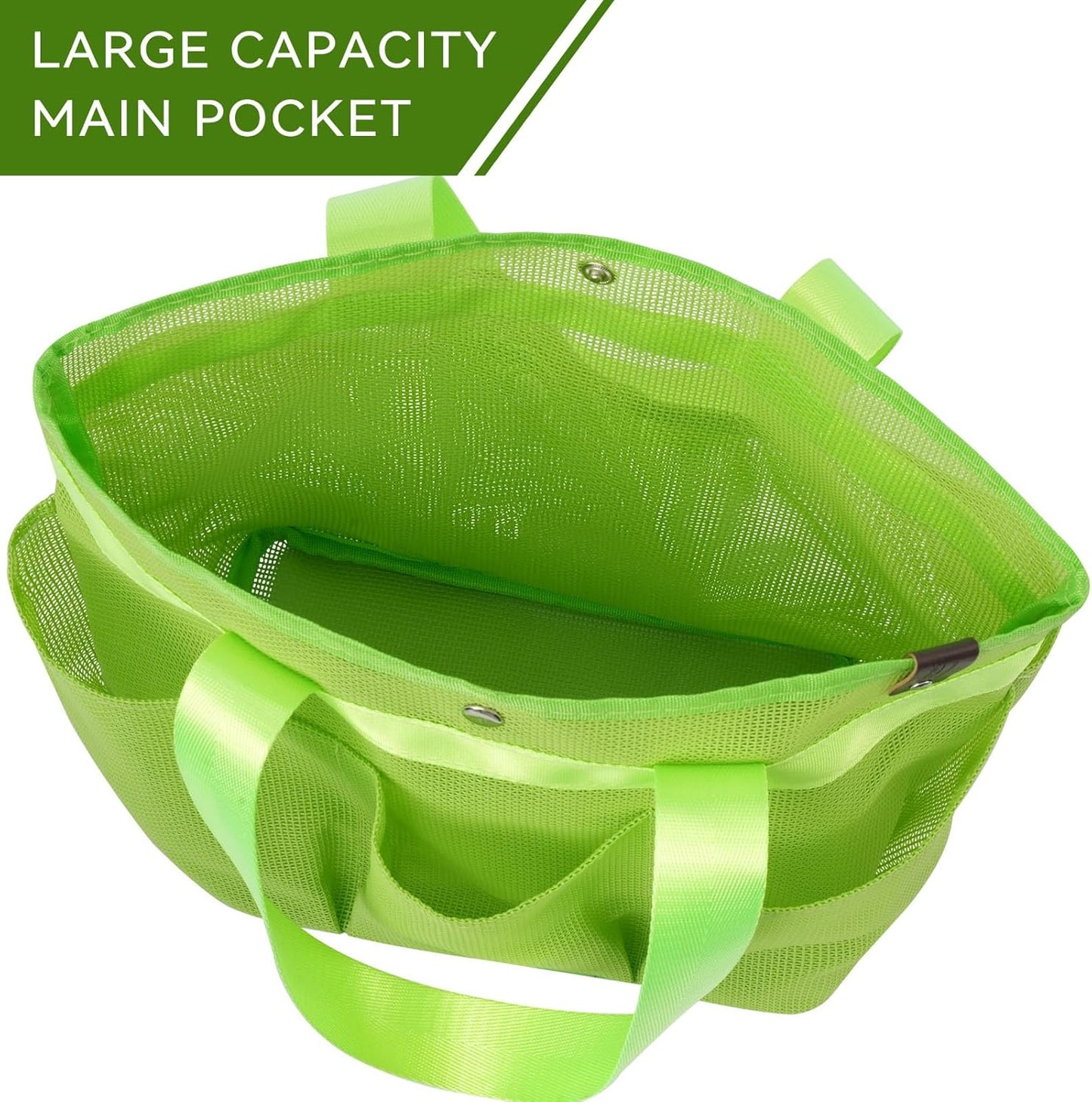 Mesh Horse Grooming Tote Bag Breathable Waterproof, 6 Pockets Horse Grooming Kit Tool Bags, Horse Cleaning Caddy Box for Cleaning Supplies, Pet Grooming Organizer for Horse Donkey, Green