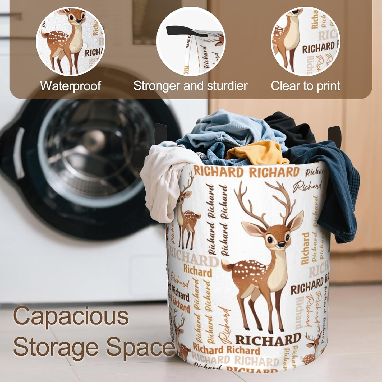 Custom Name Laundry Hamper, Personalized Laundry Baskets with Name for Boys Girls Women Men, Customized Collapsible Dirty Clothes Hamper Easy Storage Gifts for Bedroom Bathroom Living Room