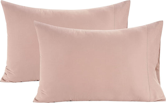 LANE LINEN Egyptian Cotton Pillow Cases - Queen Size 2-Pack, 20"x30", 1000 Thread Count Sateen, Pink, Sepia Rose Pattern