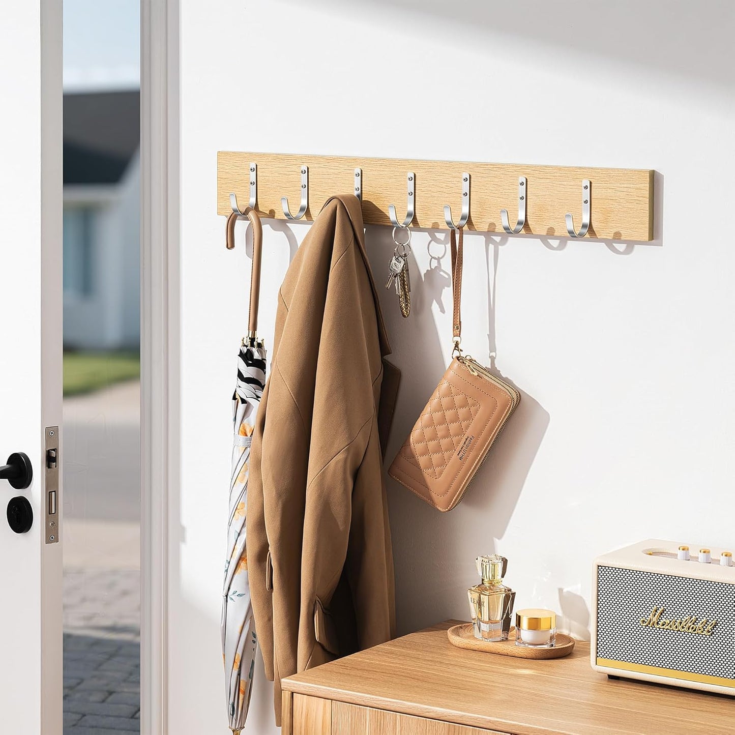 Aluminum Wall Hooks for Hanging Towel/Coat - 22LB Screw in Metal Hanger Wall Mount, for Outdoor, Closet, Door, Bathrooms, for Backpack, Robe, Silver 5 Pack