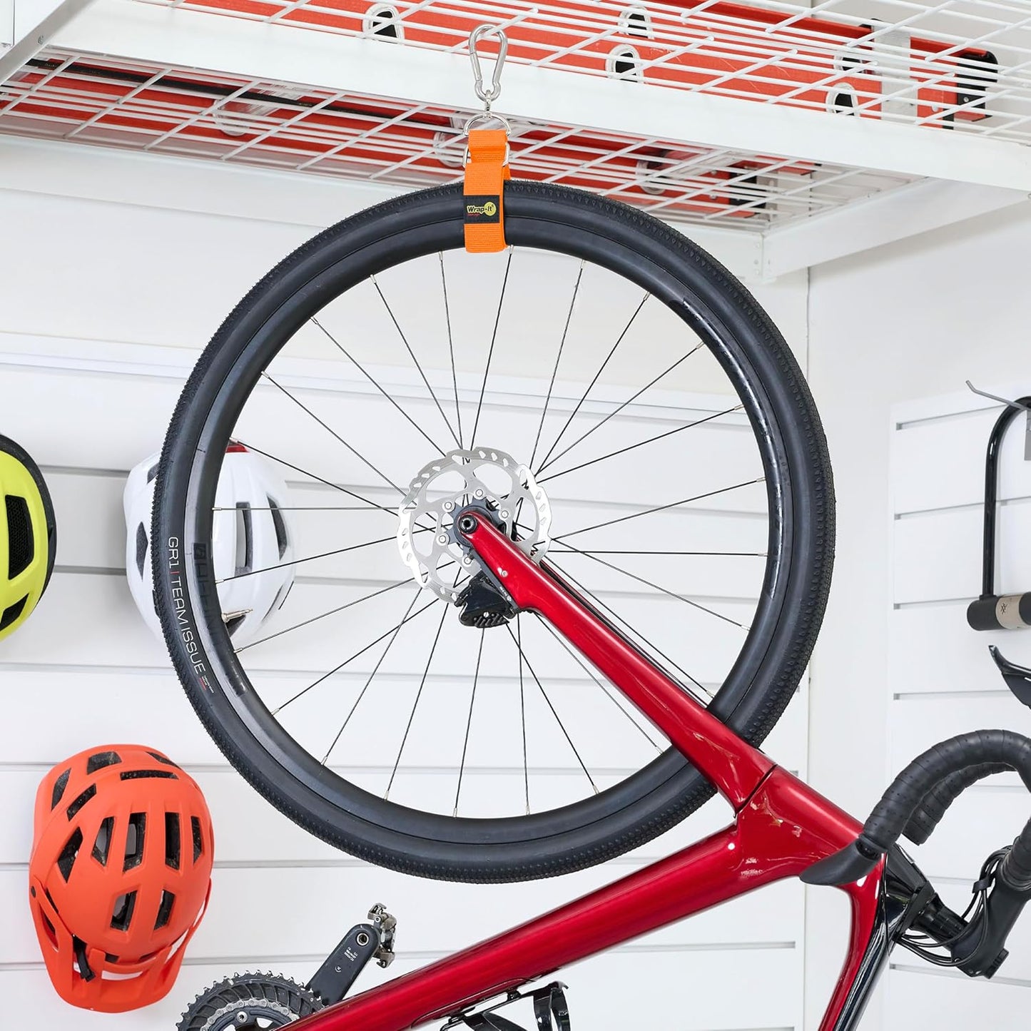 Hook 'n Hang Wrap-It Storage Straps - 18" (2-Pack) Blaze Orange - Hose and Extension Cord Storage Accessories for Garage Organizing