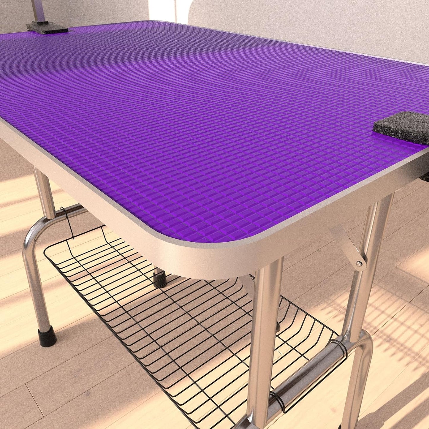36" Dog Grooming Table Foldable Pet Grooming Tables with Adjustable Arm Noose Storage Mesh Tray Maximum Capacity Up to 330lbs Purple