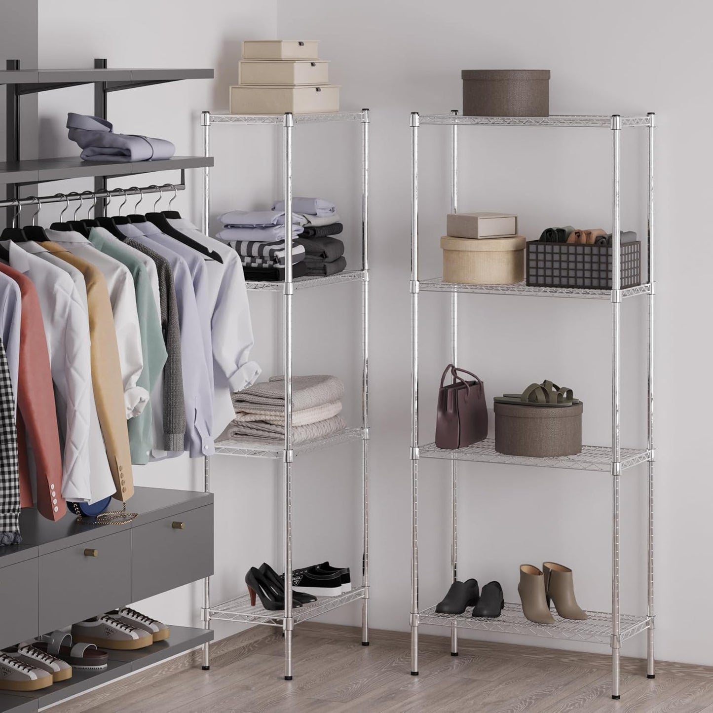 14" Deep x 30" Wide x 74" Height Wire Shelving Kit | 4-Tier | NSF Commercial Storage Rack Unit