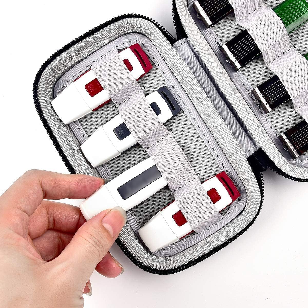 USB Flash Drive Case, SD Card Holder Compatible with Thumb Drive, Memory Cards, SDXC SDHC Storage Bag, Electronic Accessories Organizer for SanDisk for Samsung for Inland (Black)