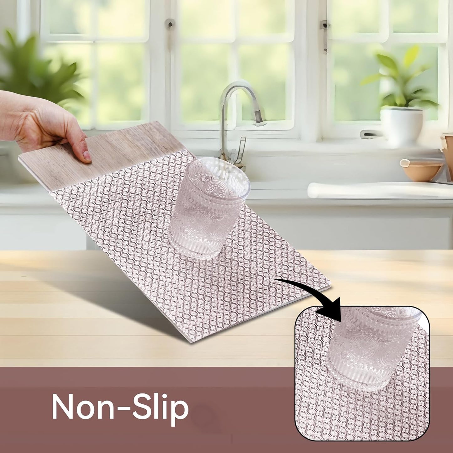 FIFTY FEET 12"x120" Non-Adhesive Shelf Liner for Kitchen Cabinets and Drawers, Washable Non-Slip PVC Cabinet Liner (Red Circle)(1 Roll)