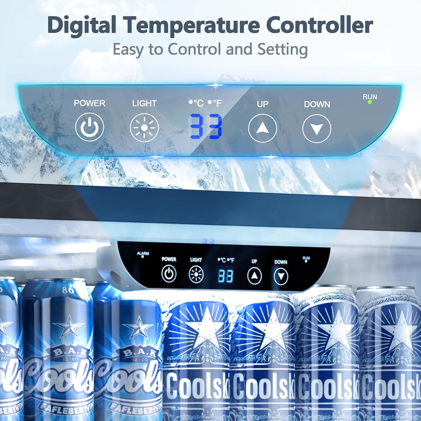 Coolski 24 inch Beverage Refrigerator, 180 Cans Under Counter Fridge with Stainless Steel, Built-in and Freestanding Outdoor Refrigerator for Patio Home Kitchen, ETL, DOE, NSF Approved