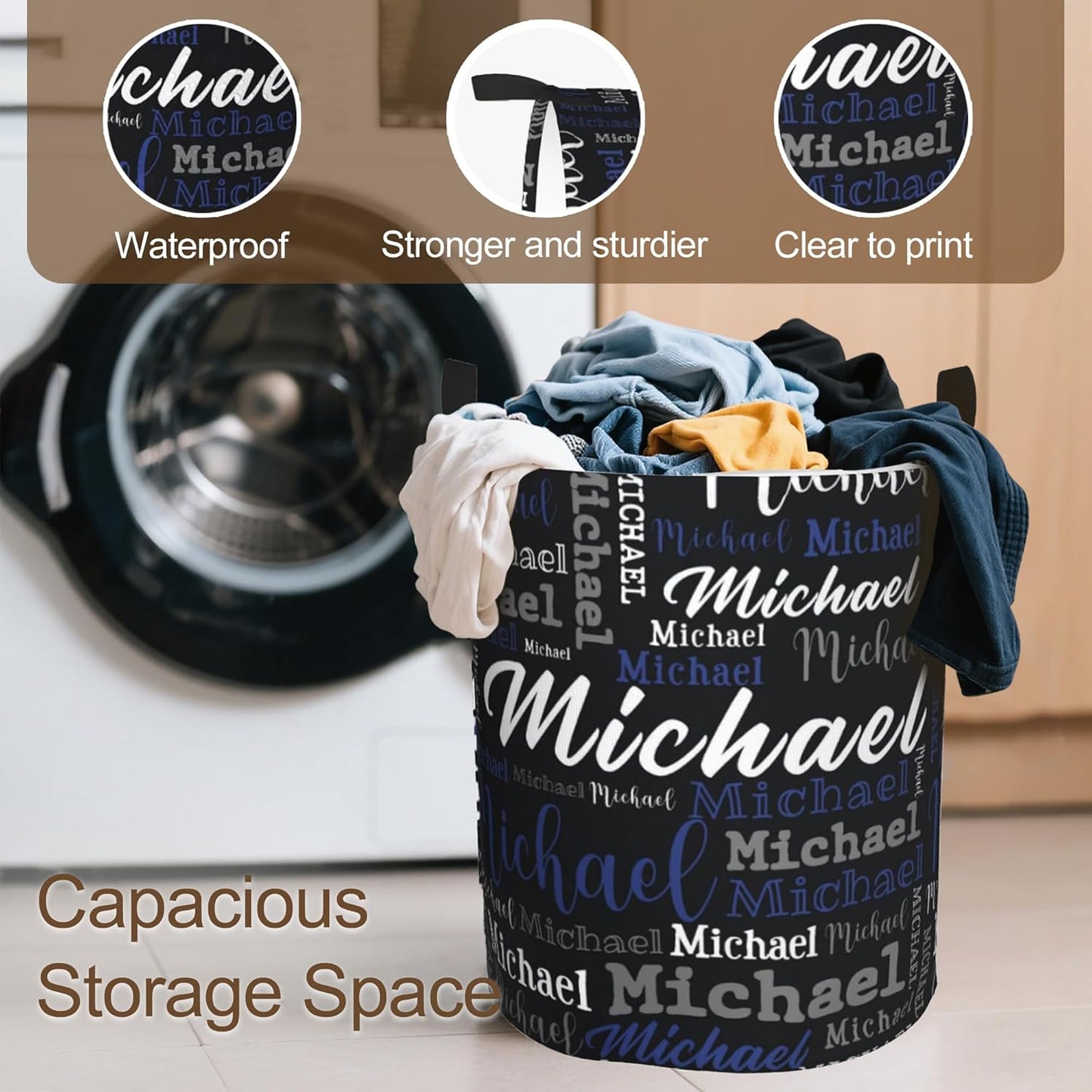Custom Name Laundry Hamper, Personalized Laundry Baskets with Name for Boys Girls Women Men, Customized Collapsible Dirty Clothes Hamper Easy Storage Gifts for Bedroom Bathroom Living Room