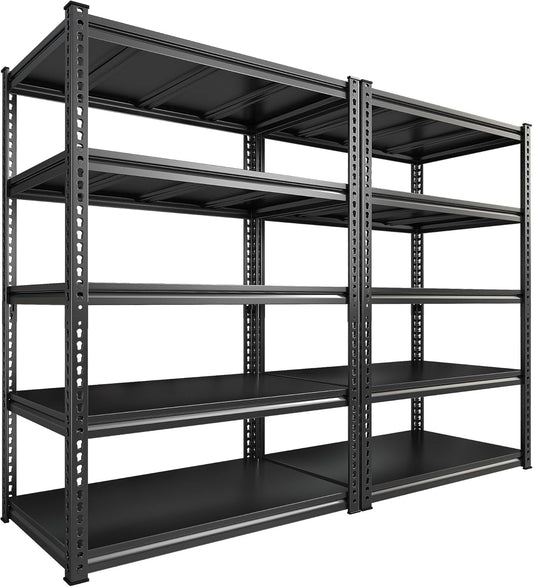 REIBII Garage Shelving 72" H Storage Shelves, 5-Tier Metal Shelving Adjustable Shelfs, Storage Shelves Heavy Duty Load 2500 LBS for Warehouse, Basement, Pantry, 72" H x36 W x18 D, 2 Pack
