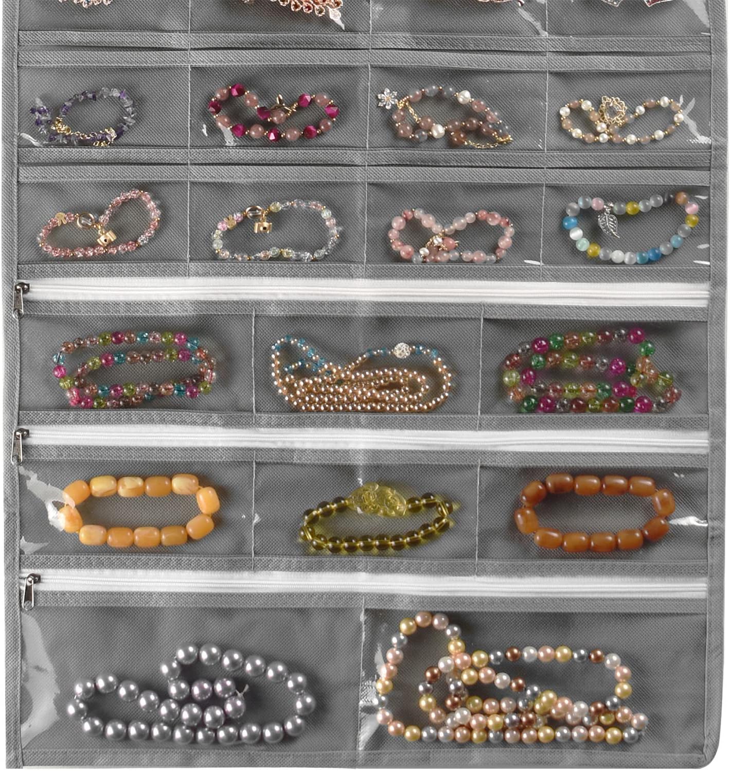 BB Brotrade Hanging Jewelry Organizer,Accessories Organizer,56 Pocket Organizer for Holding Jewelries (Grey-56 Pockets)