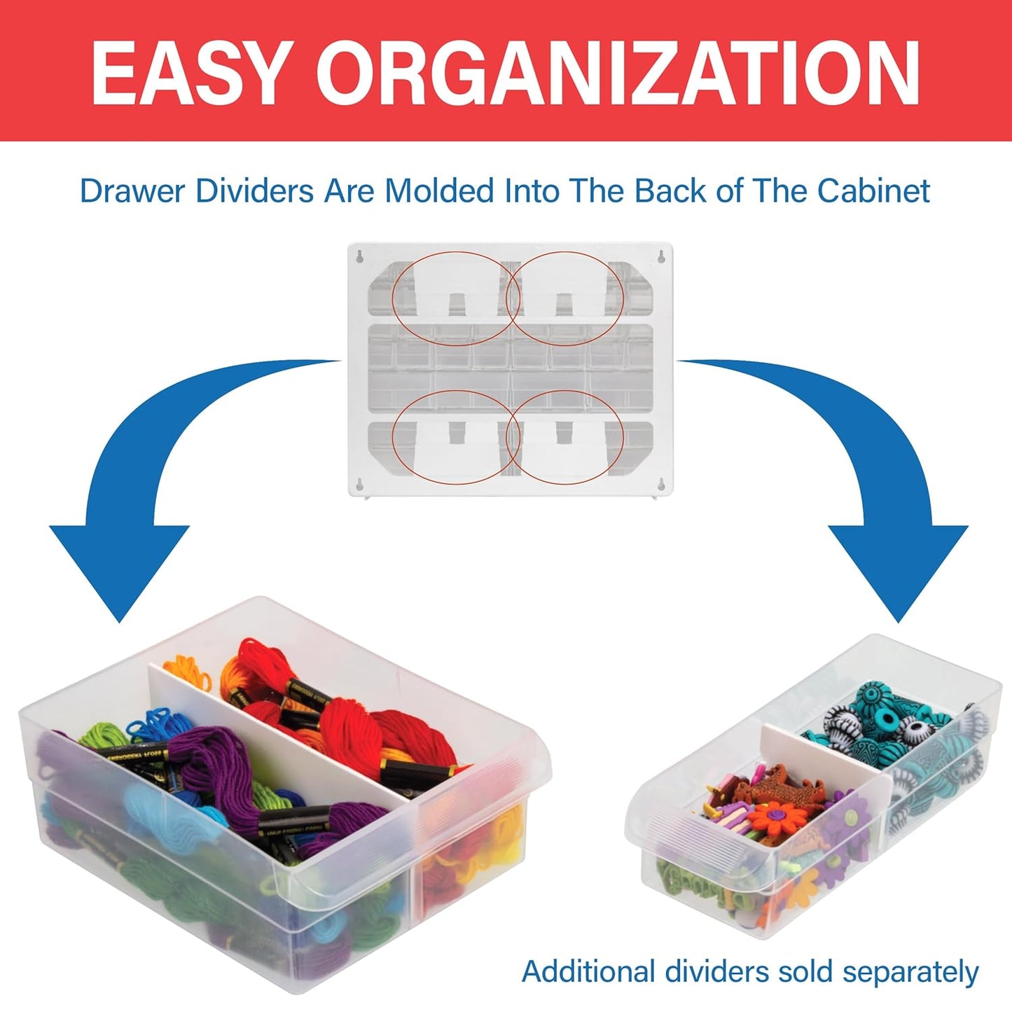 Akro-Mils 64-Drawer Plastic Drawer Storage Cabinet for Garage Organization, Bead Organizer, Building Bricks Storage, Teacher Toolbox, Makeup Organizer, 20" W x 6" D x 16" H, 10164 White