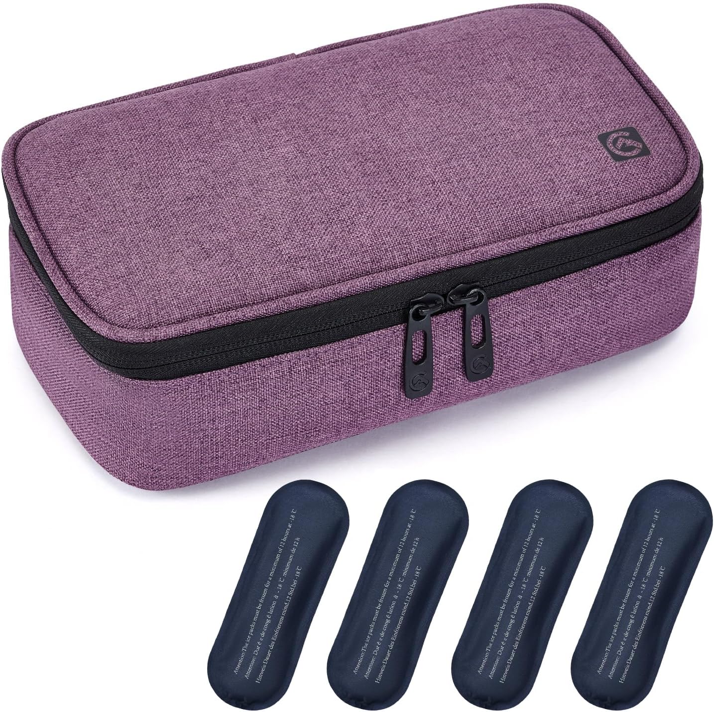 ALLCAMP Insulin Cooler Travel Case for Diabetic Organize Medication with 4 Ice Packs Purple(9X 4.72x 3.14 inches)