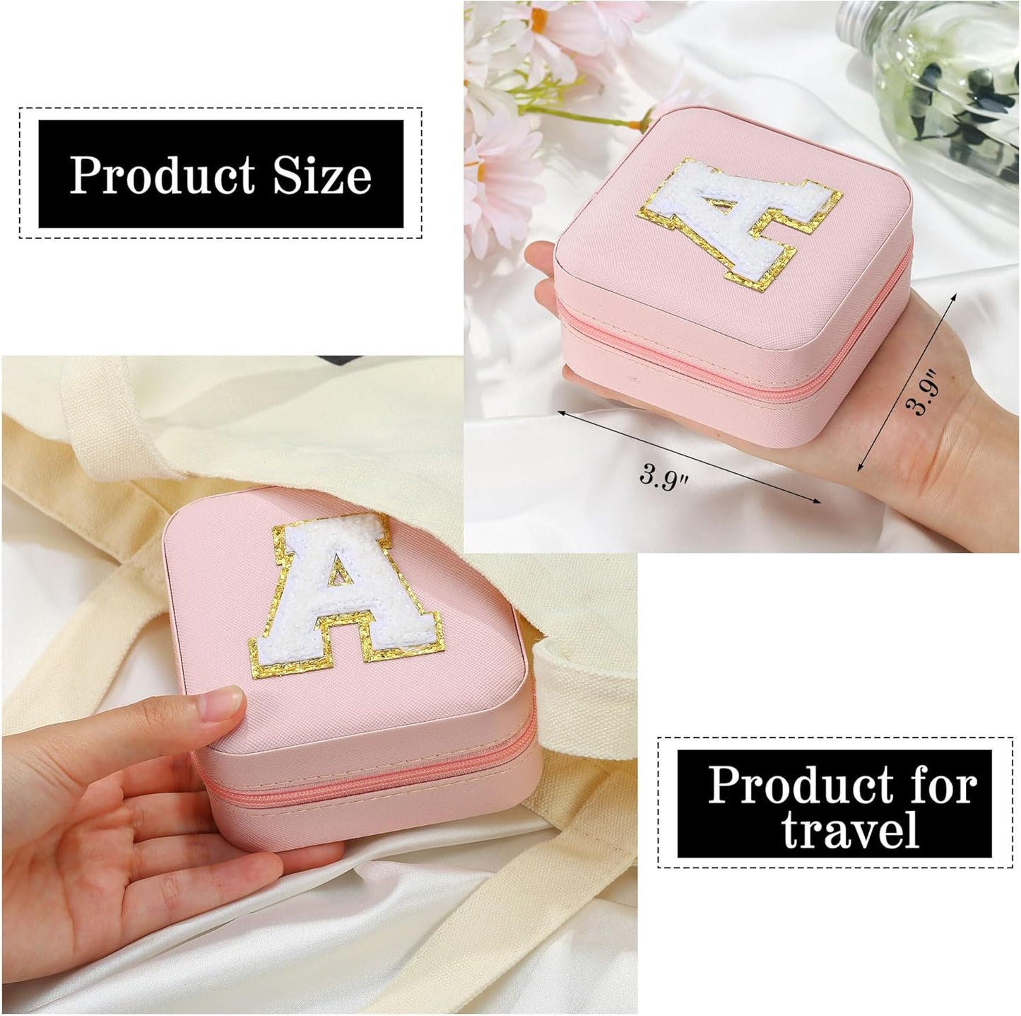 Parima Women's Pink P Initial Jewelry Case | Small Travel Jewelry Box