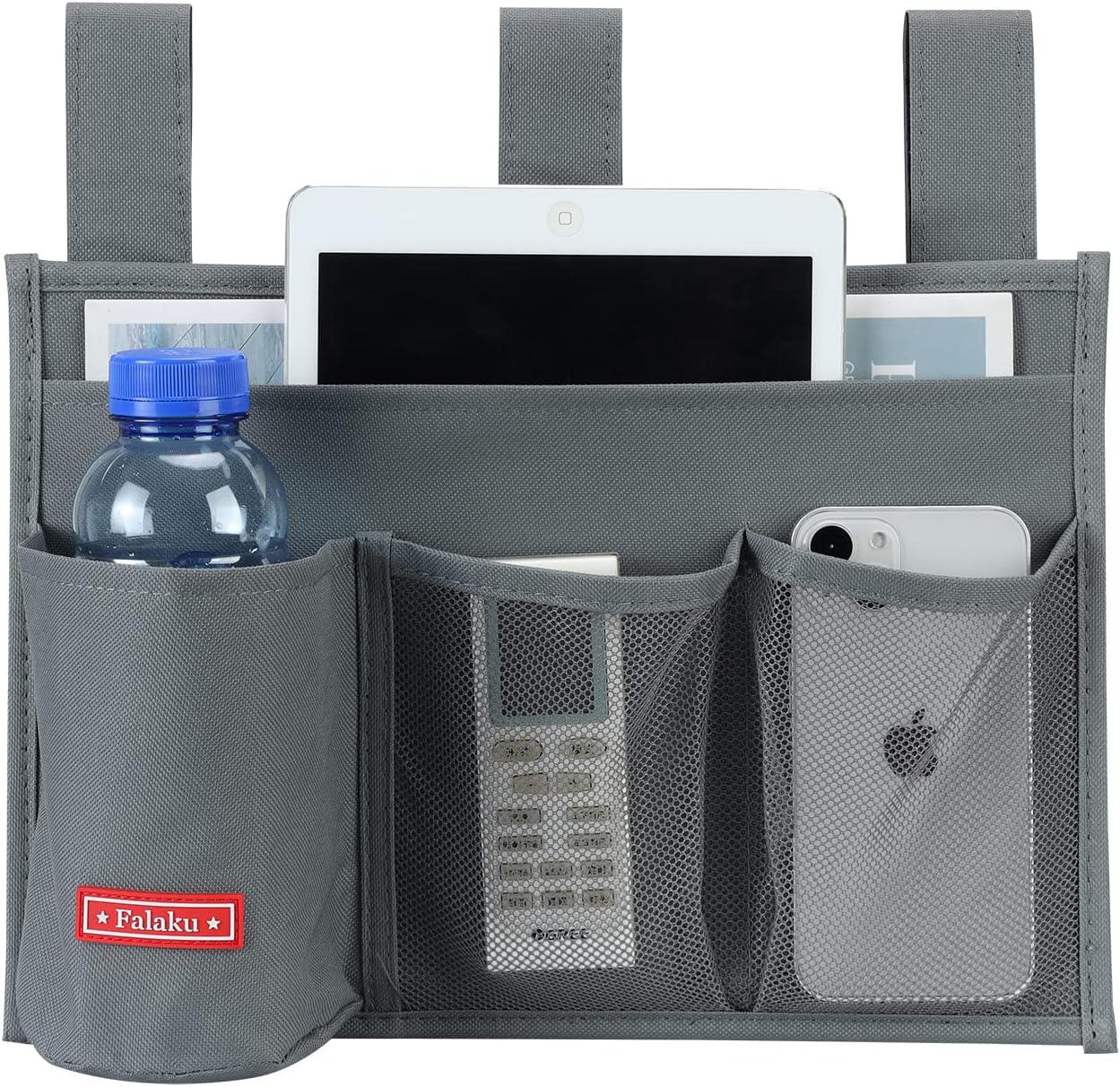 Hanging Bedside Caddy,Bedside Organizer Caddy for Bed Rails(Classic 4 Pockets-Grey)