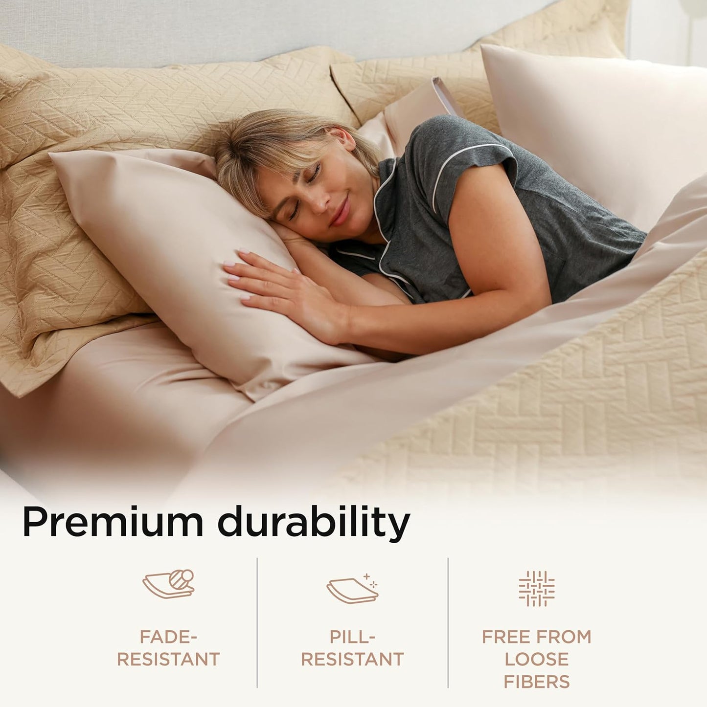 Threadmill Luxury Full Size Sheets | 656 Thread Count Certified Supima Cotton Sheets for Full Size Mattress | 5-Star Hotel Quality 4 Piece Bed Sheets with Extra Deep Pocket |Beige Sheet