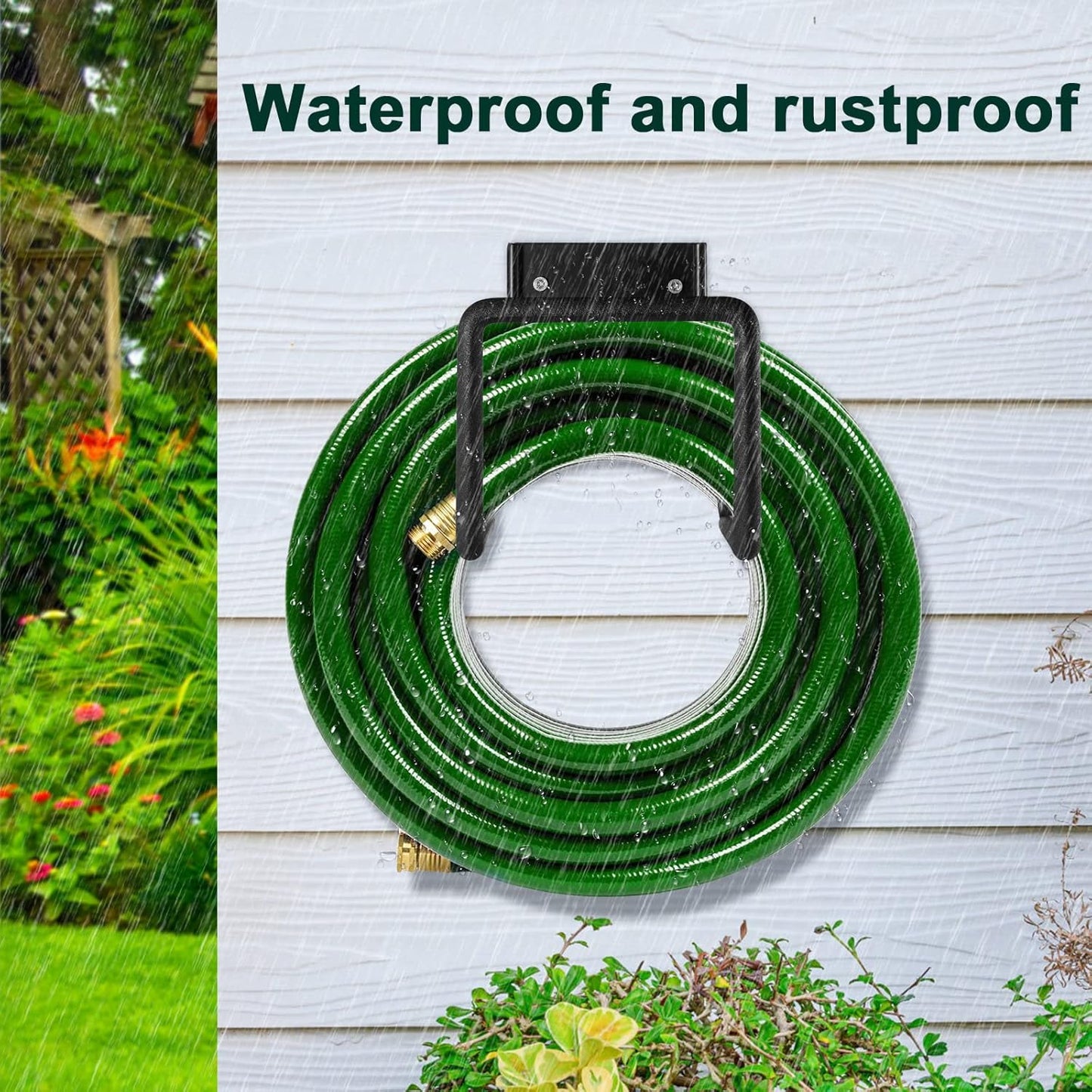Metal Garden Hose Holder - Wall Mount Heavy Duty Holds Up to 150Ft Hose